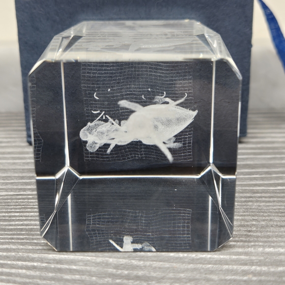 3D Laser Etched Glass Paperweight Cube Art Angel Baby & Stork Crystal Beautiful - Picture 13 of 13